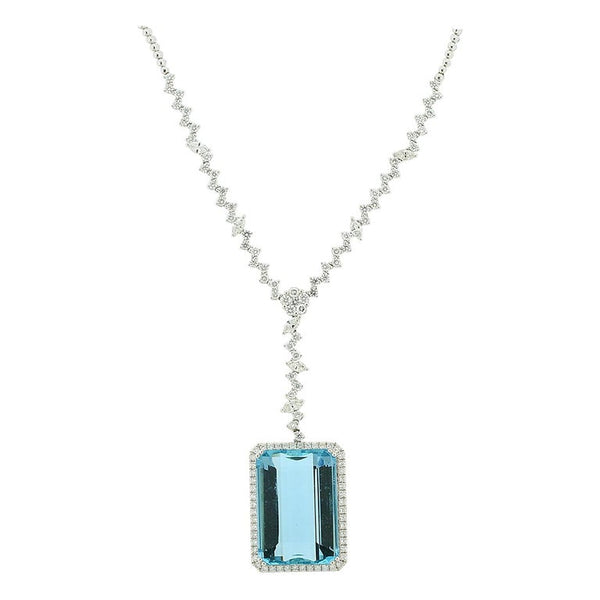 Magnificent Aquamarine Diamond Gold Necklace