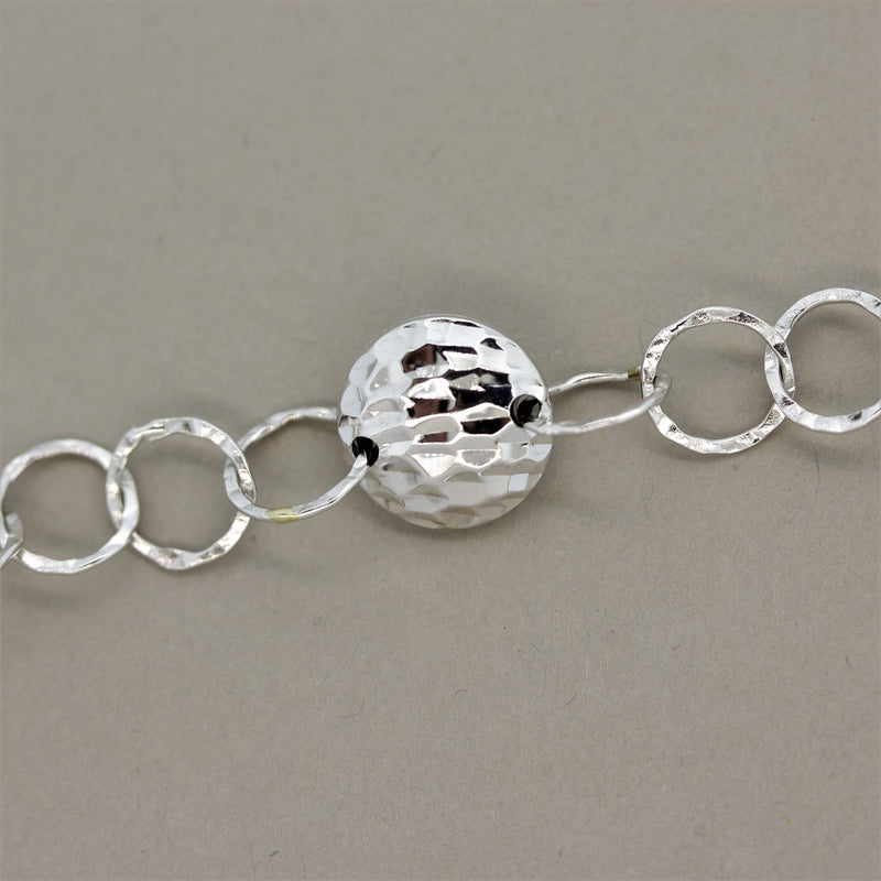 18k White Gold Hammered Chain Necklace