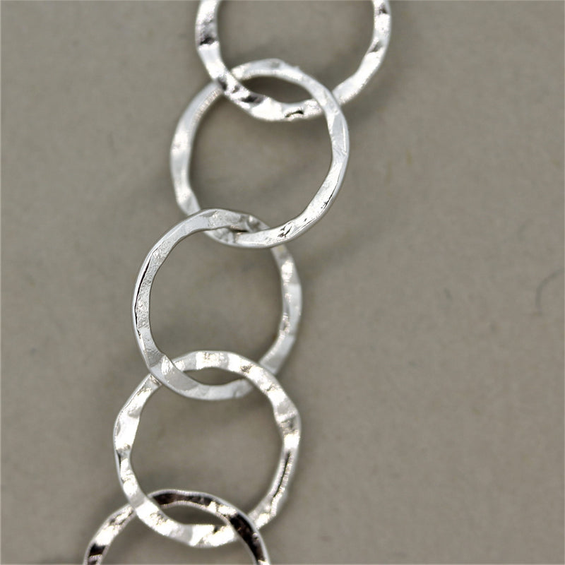 18k White Gold Hammered Chain Necklace