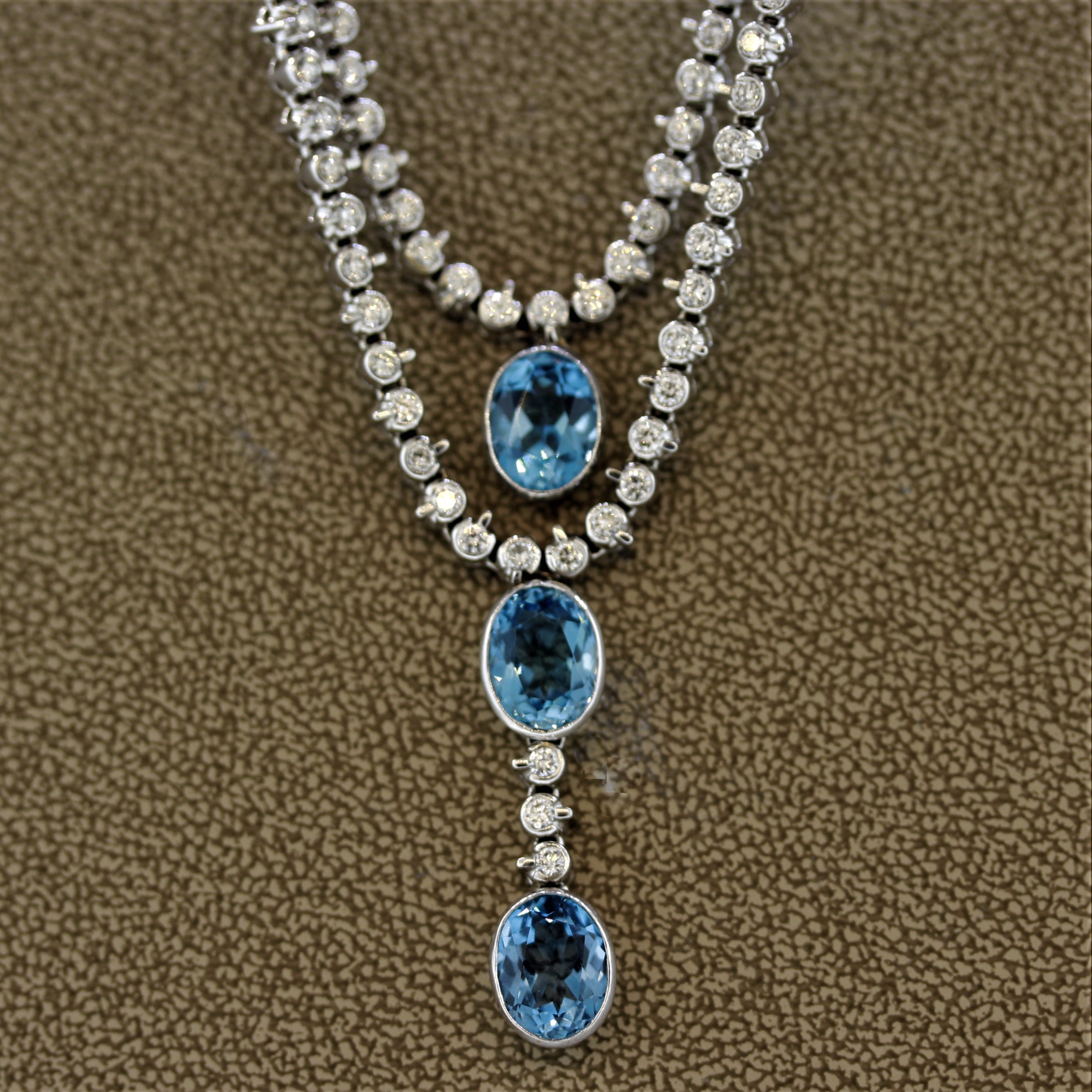 Swiss Topaz Diamond Gold Double-Layer Necklace