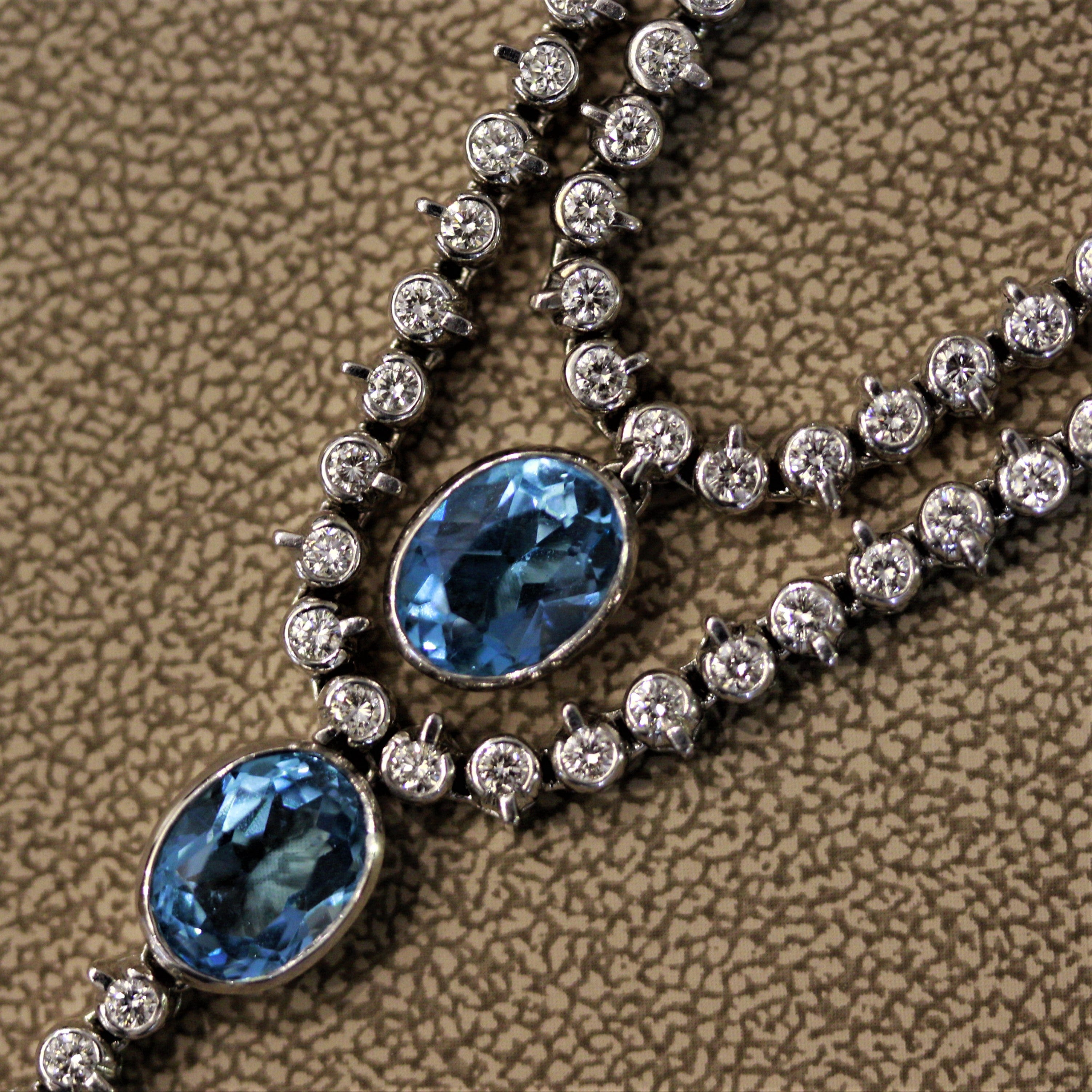 Swiss Topaz Diamond Gold Double-Layer Necklace