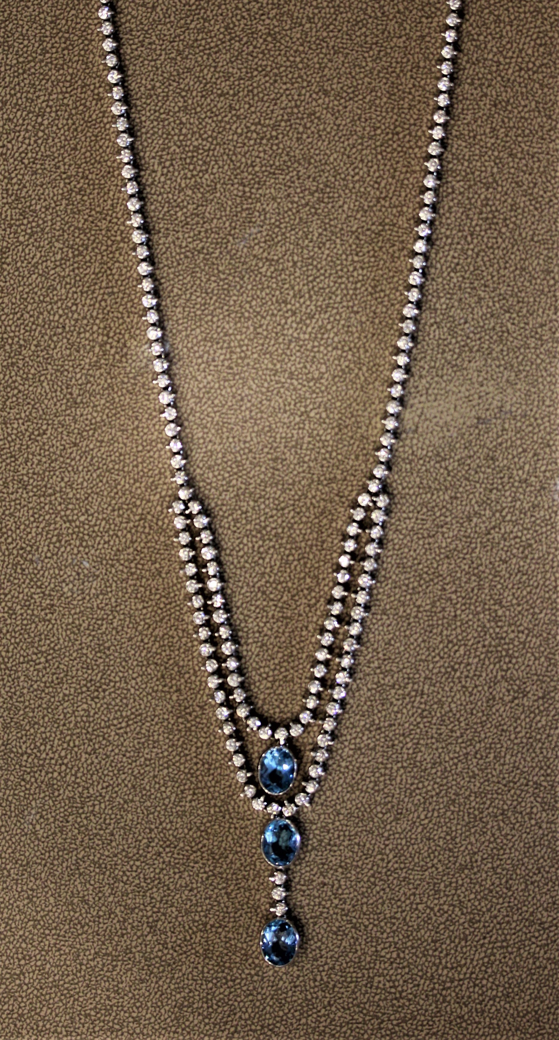 Swiss Topaz Diamond Gold Double-Layer Necklace