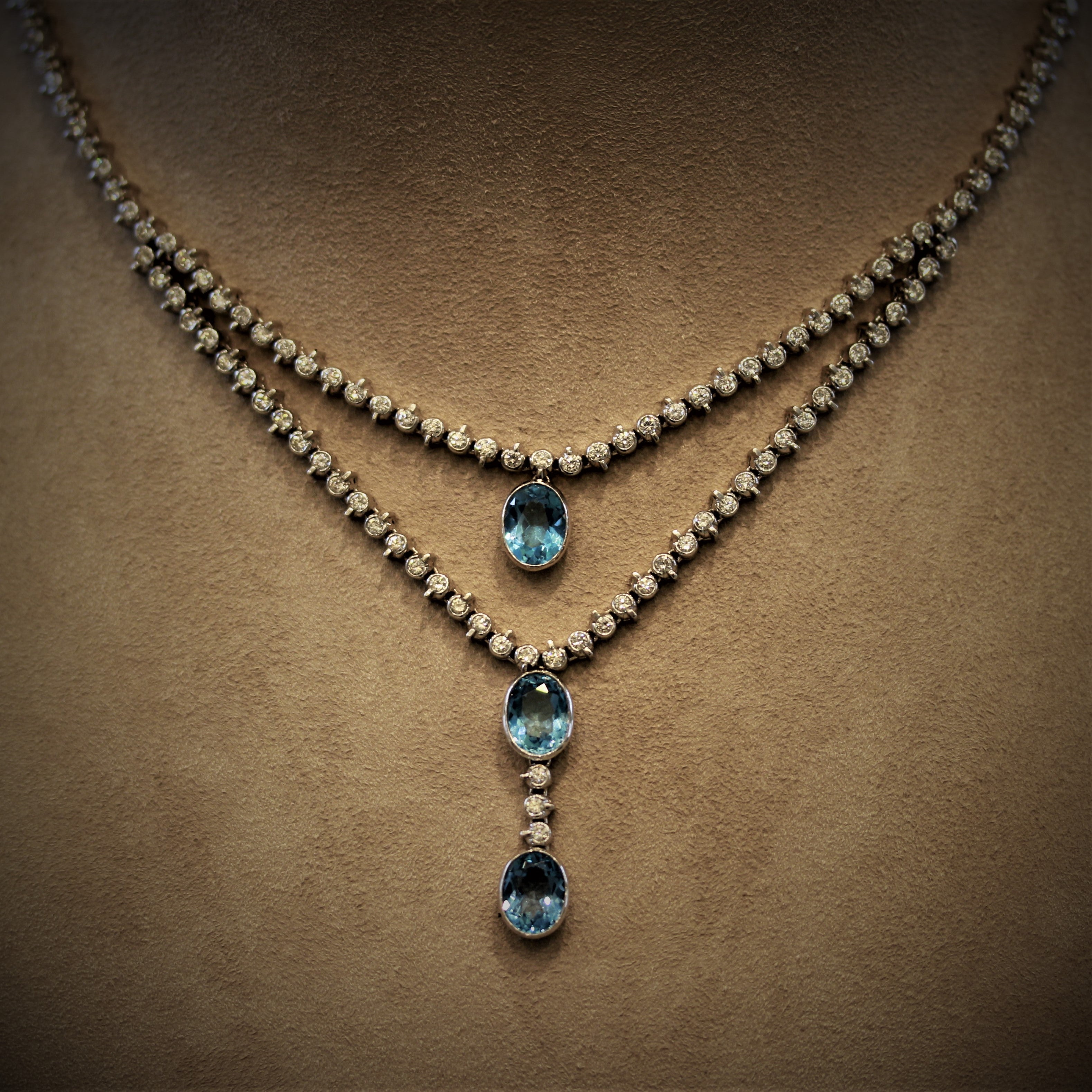 Swiss Topaz Diamond Gold Double-Layer Necklace