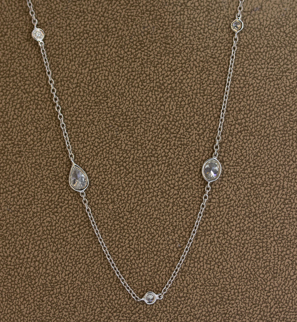 Fancy Shape Diamonds by the Yard Gold Necklace, 36 inches