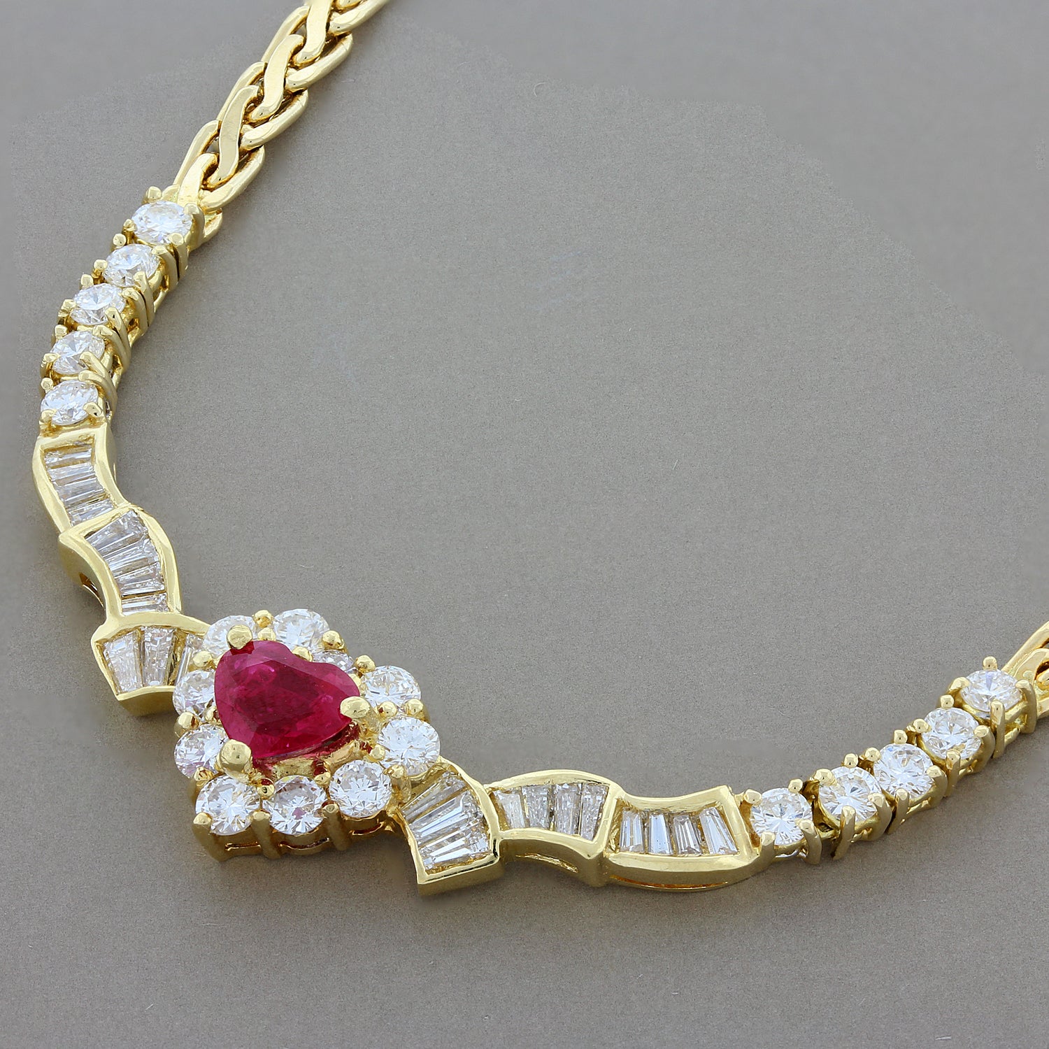 Ruby Heart Diamond Gold Necklace