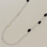 Diamond Onyx Sapphire Gold Chain Necklace, 60 inches