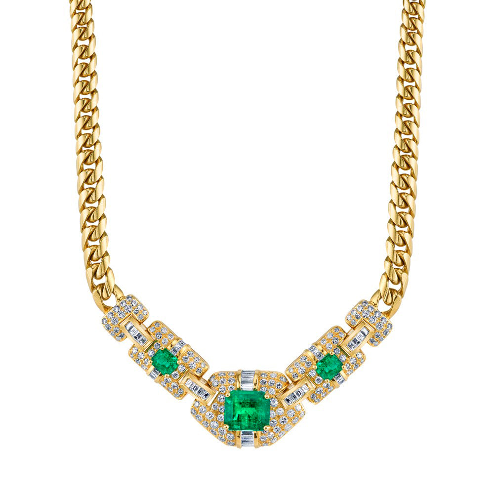 Emerald Diamond Gold Necklace