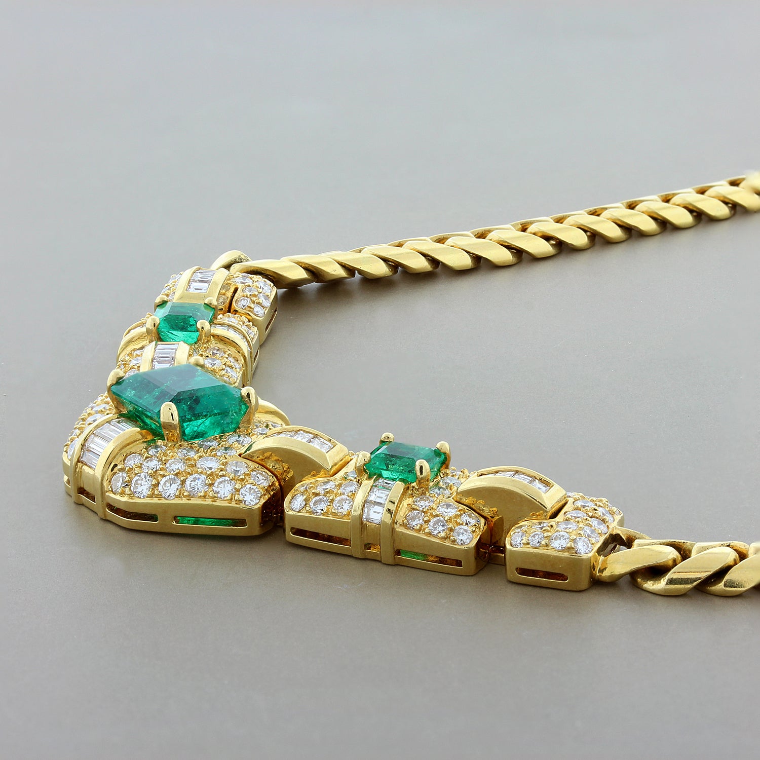 Emerald Diamond Gold Necklace