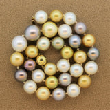 Multi-Color South Sea and Tahitian Pearl Diamond Gold Necklace