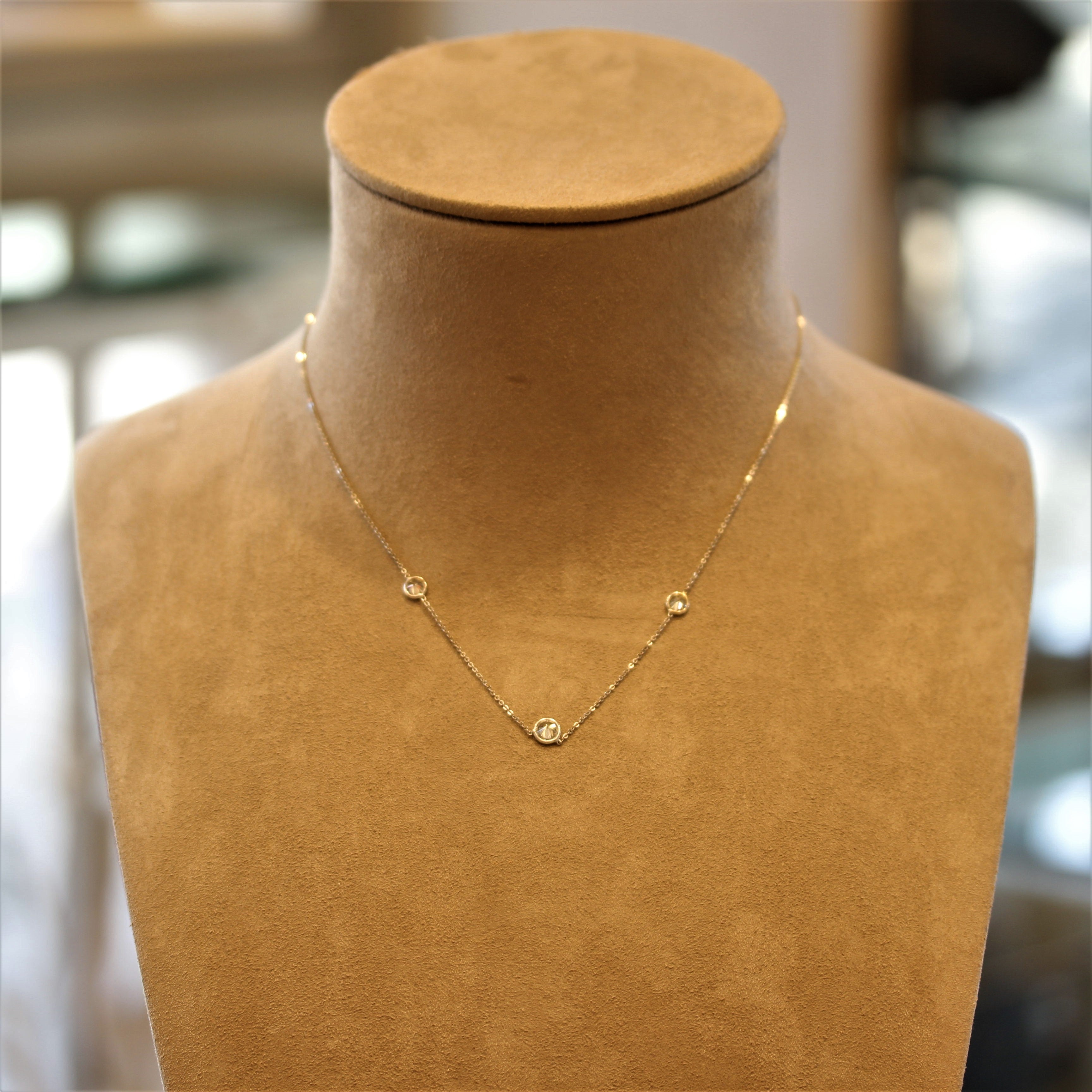 Diamond Gold “3-Stone” Necklace