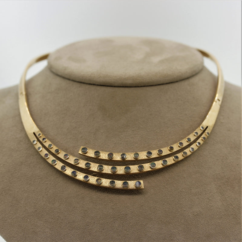 Modern Gold Opal Necklace