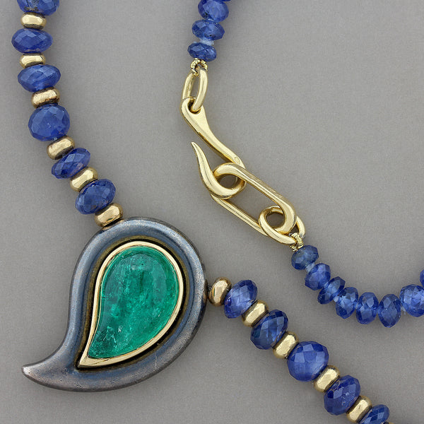 Poiray French Emerald Sapphire Gold Necklace