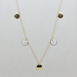 Long Diamond Gold Disk Necklace, 28 inches