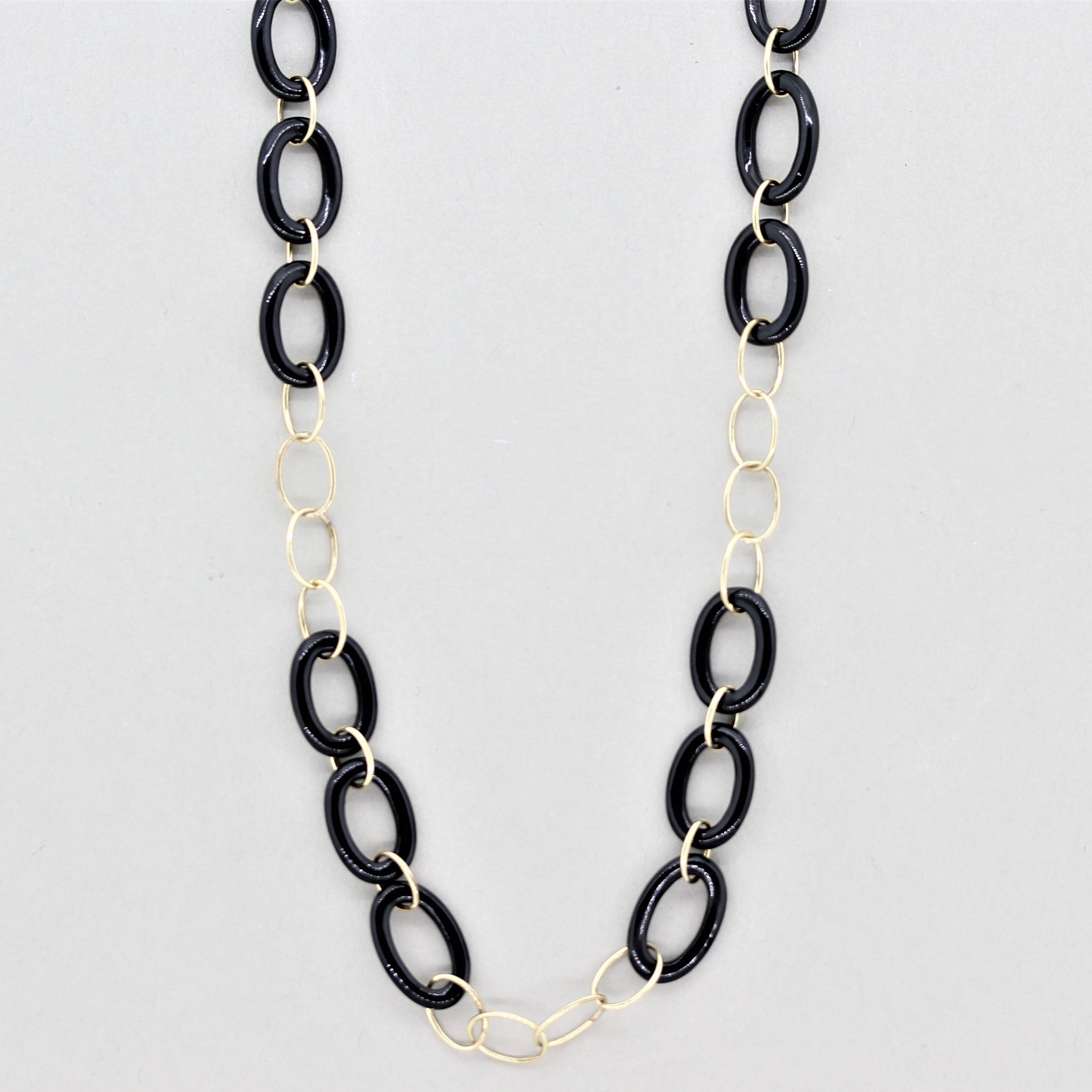 Black Onyx Gold Chain Necklace