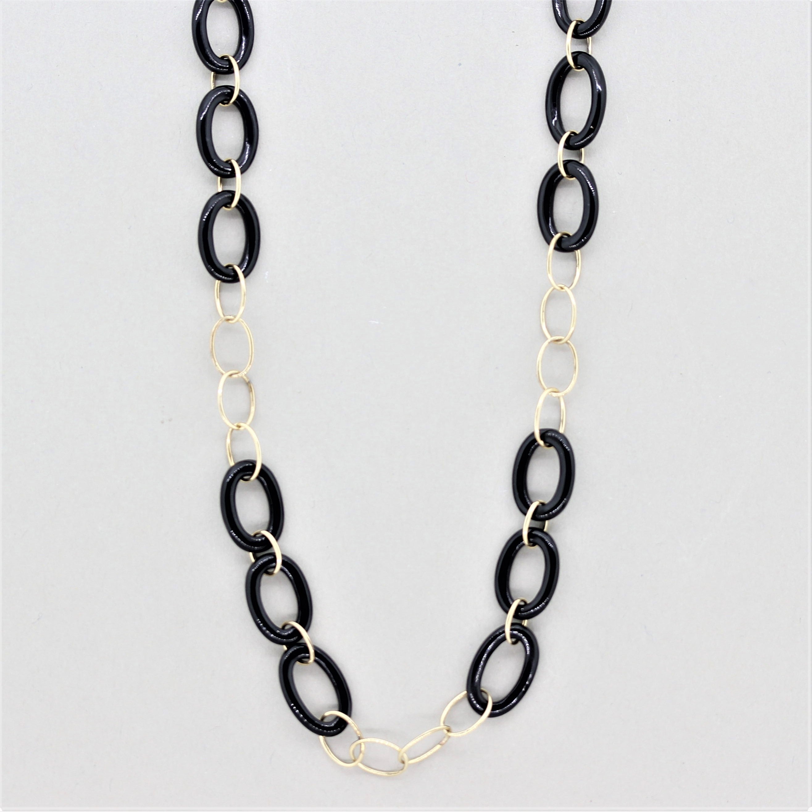 Black Onyx Gold Chain Necklace