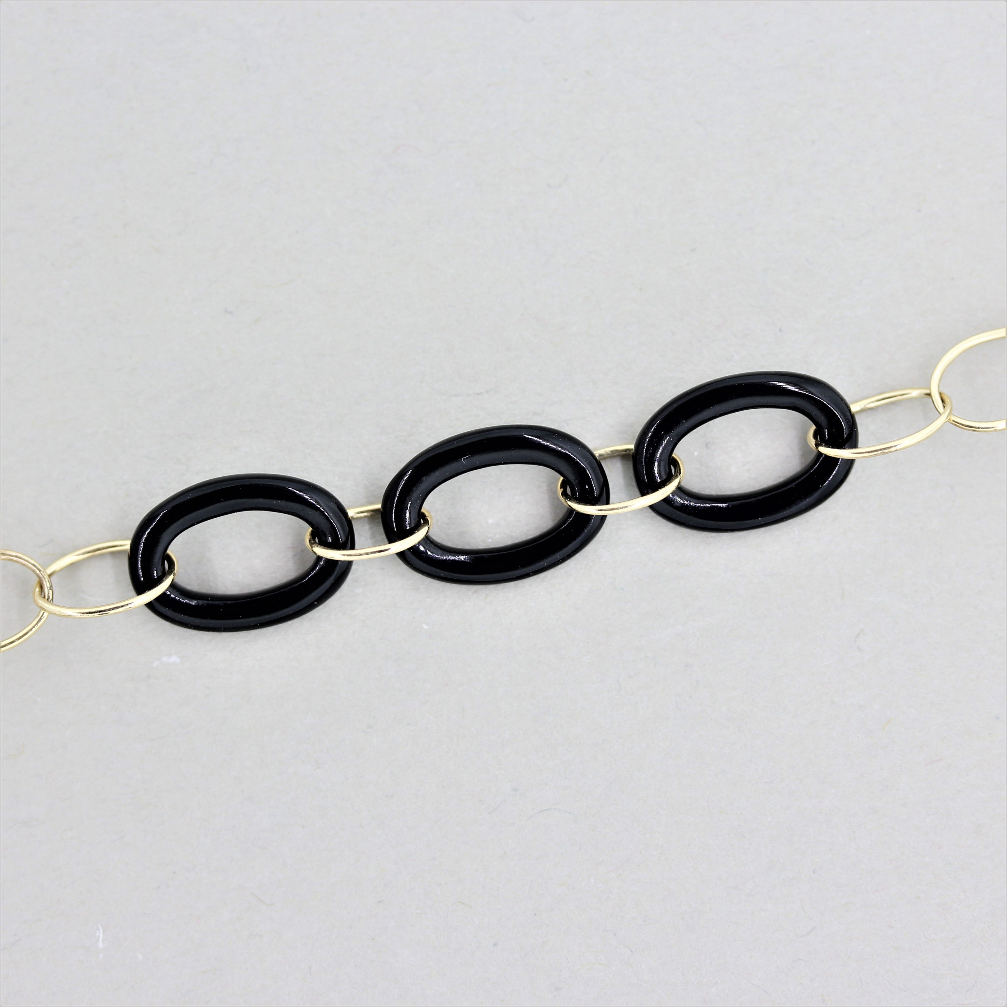 Black Onyx Gold Chain Necklace