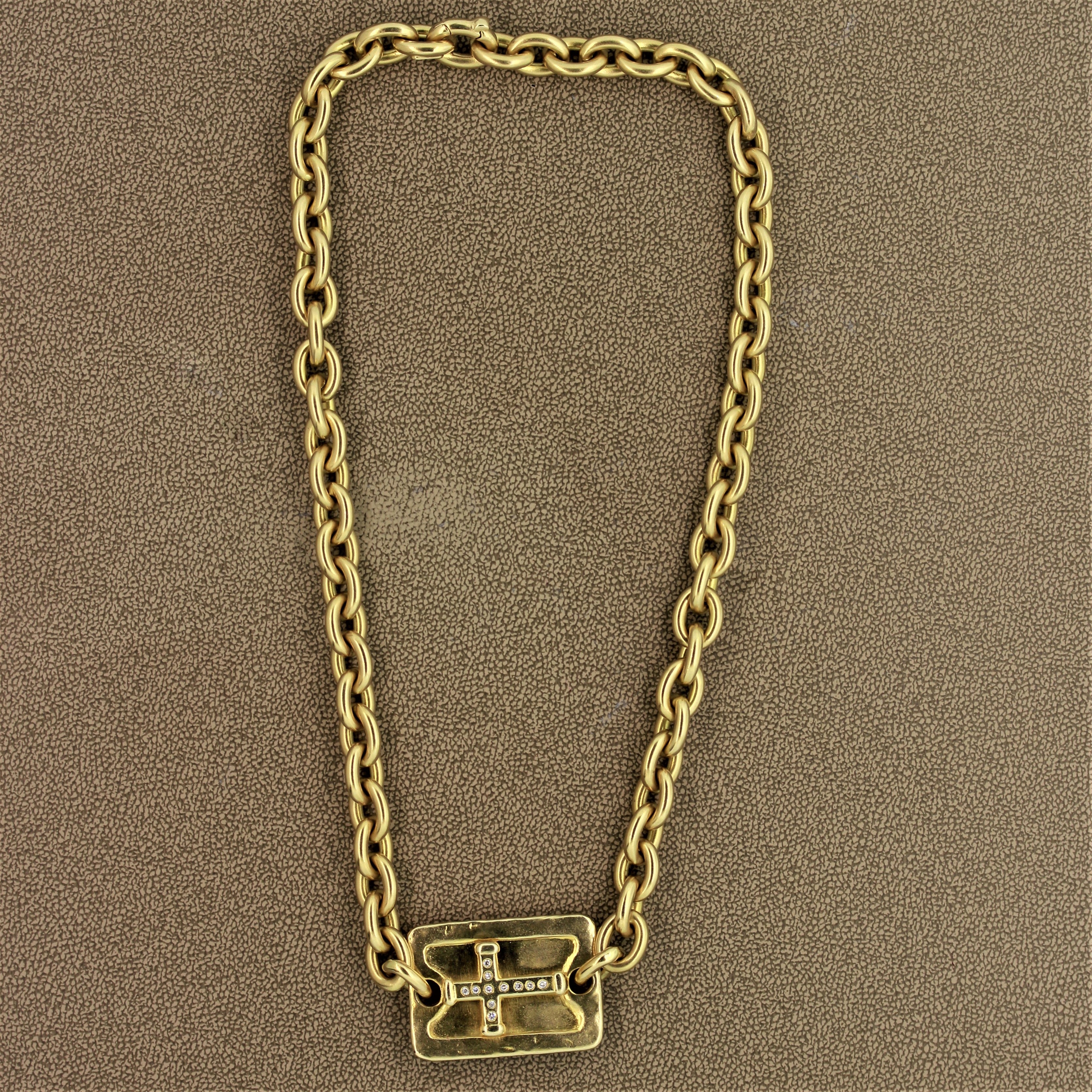 Gold Diamond Cross Chain Necklace