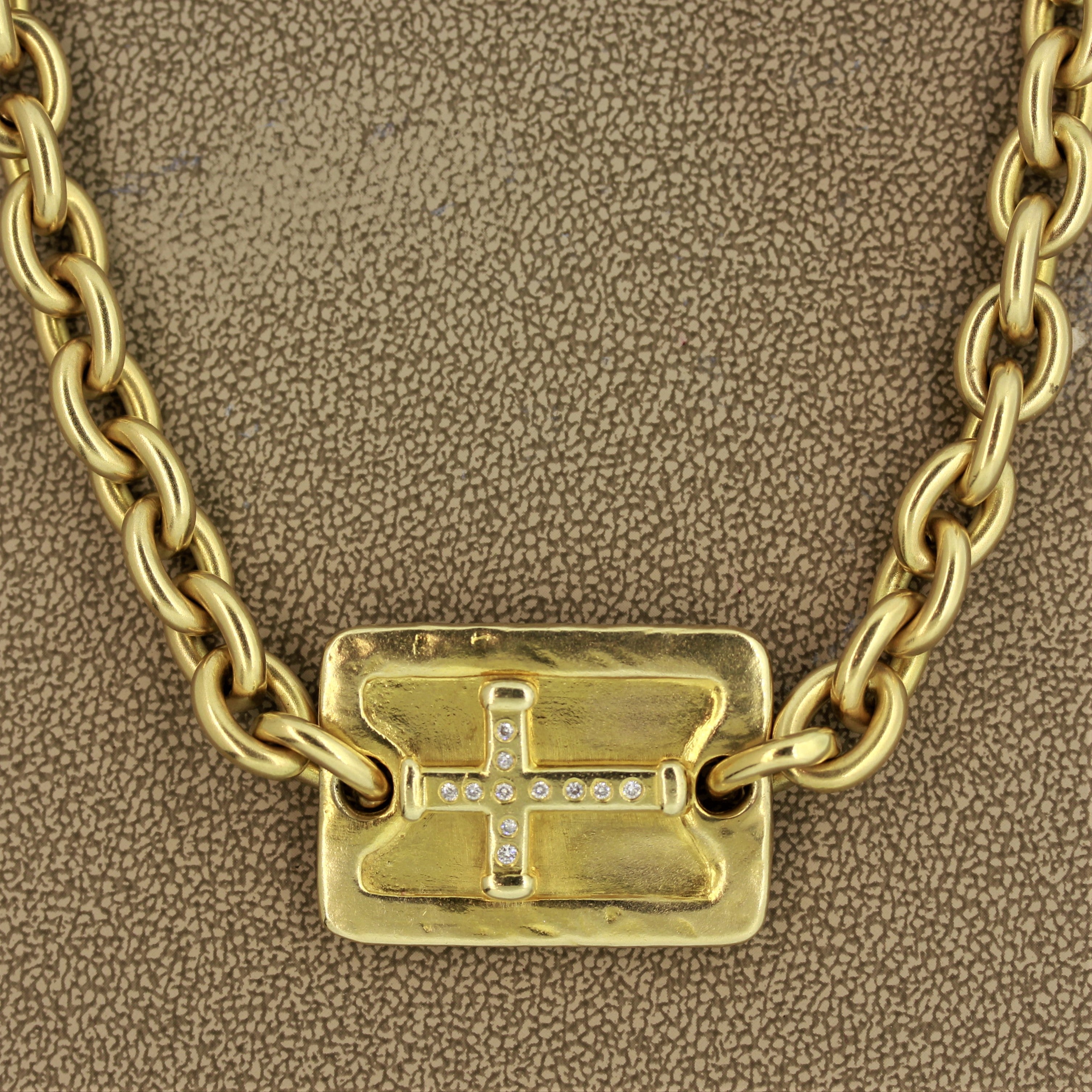 Gold Diamond Cross Chain Necklace