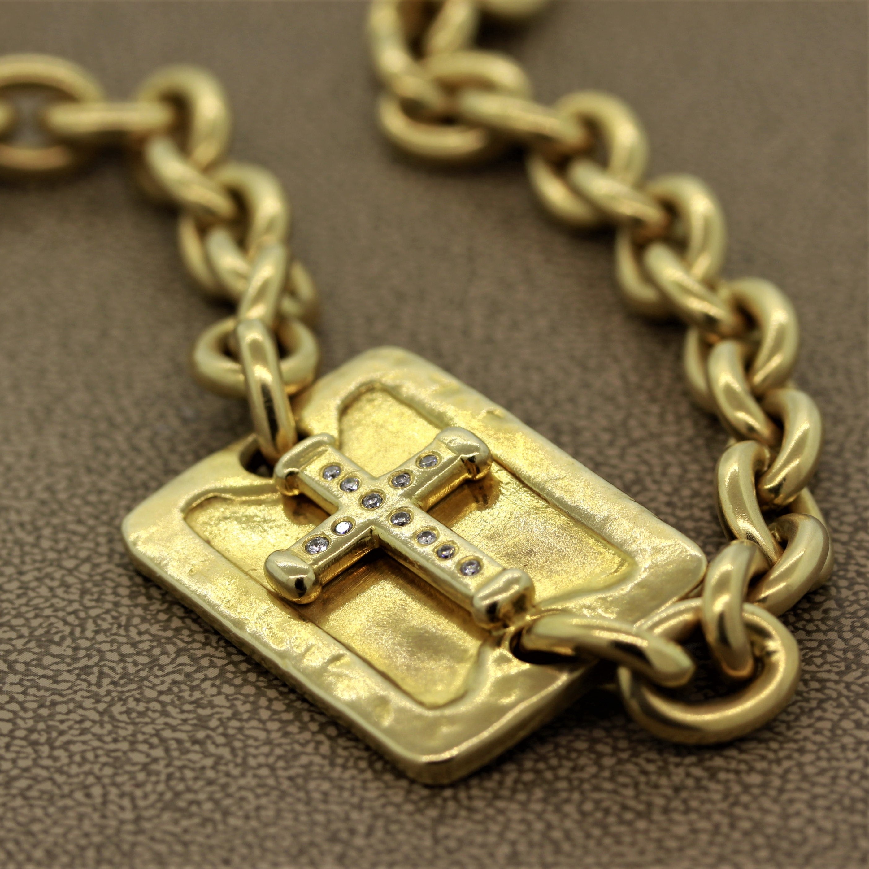 Gold Diamond Cross Chain Necklace