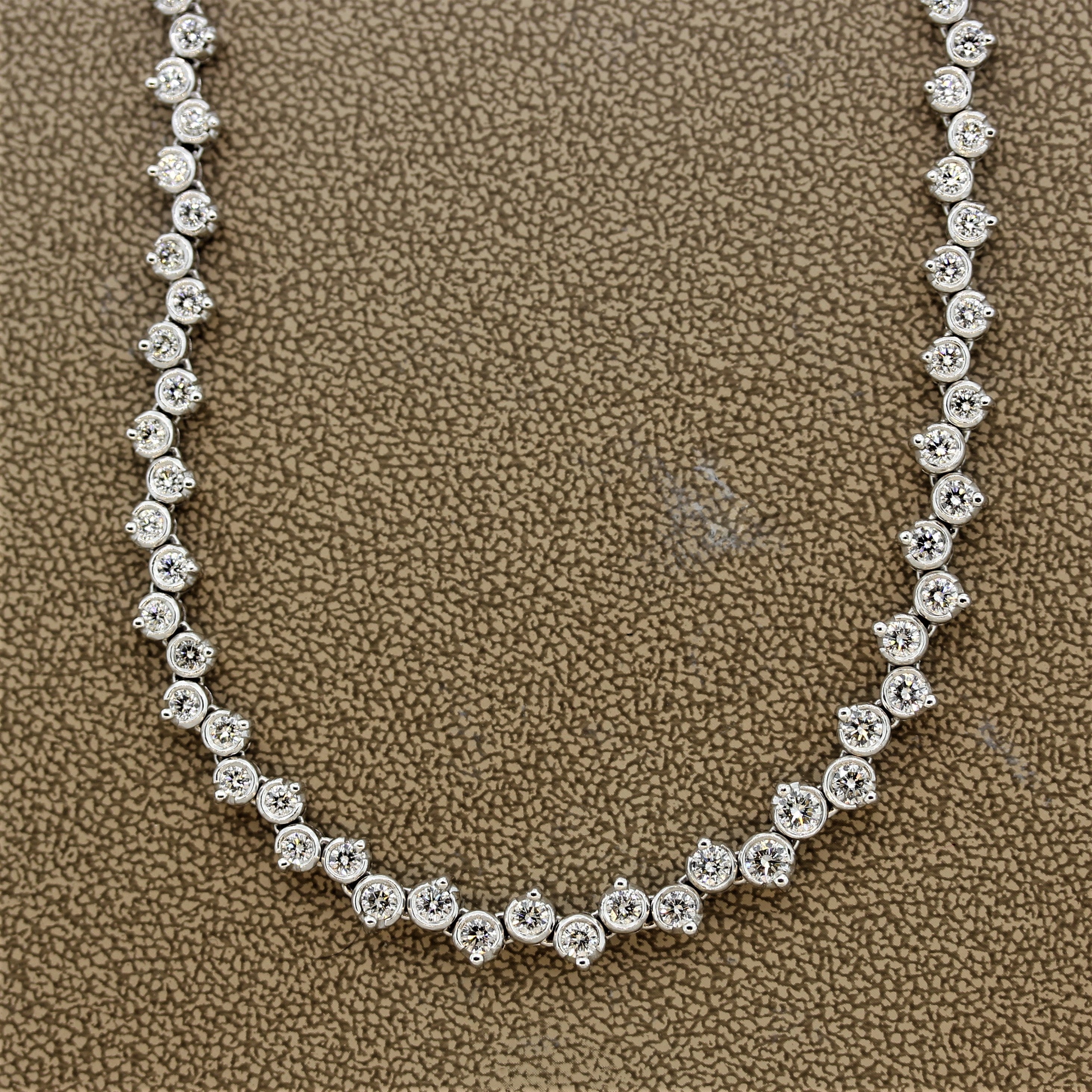 Modern Diamond Bezel Gold Tennis Necklace