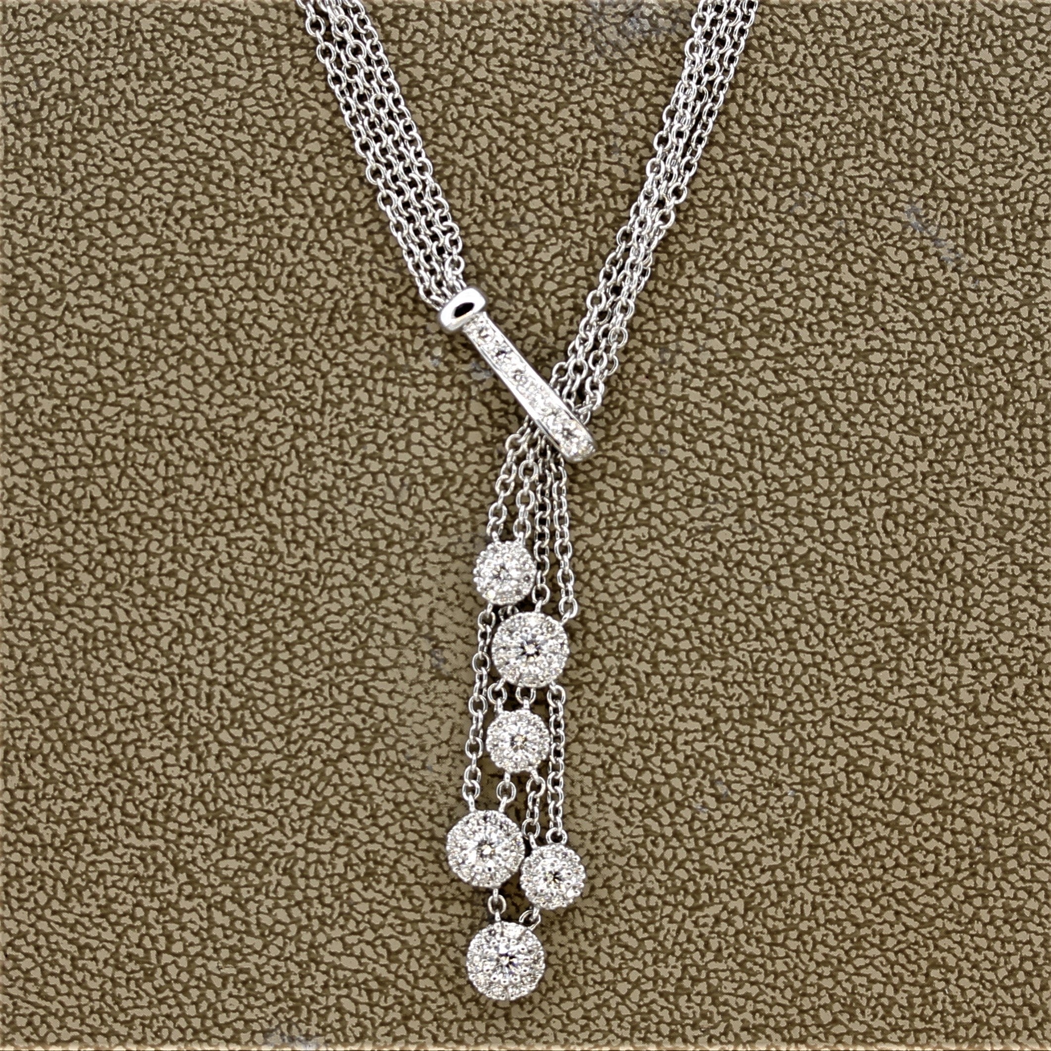 Diamond Multi-Strand Gold Drop Necklace