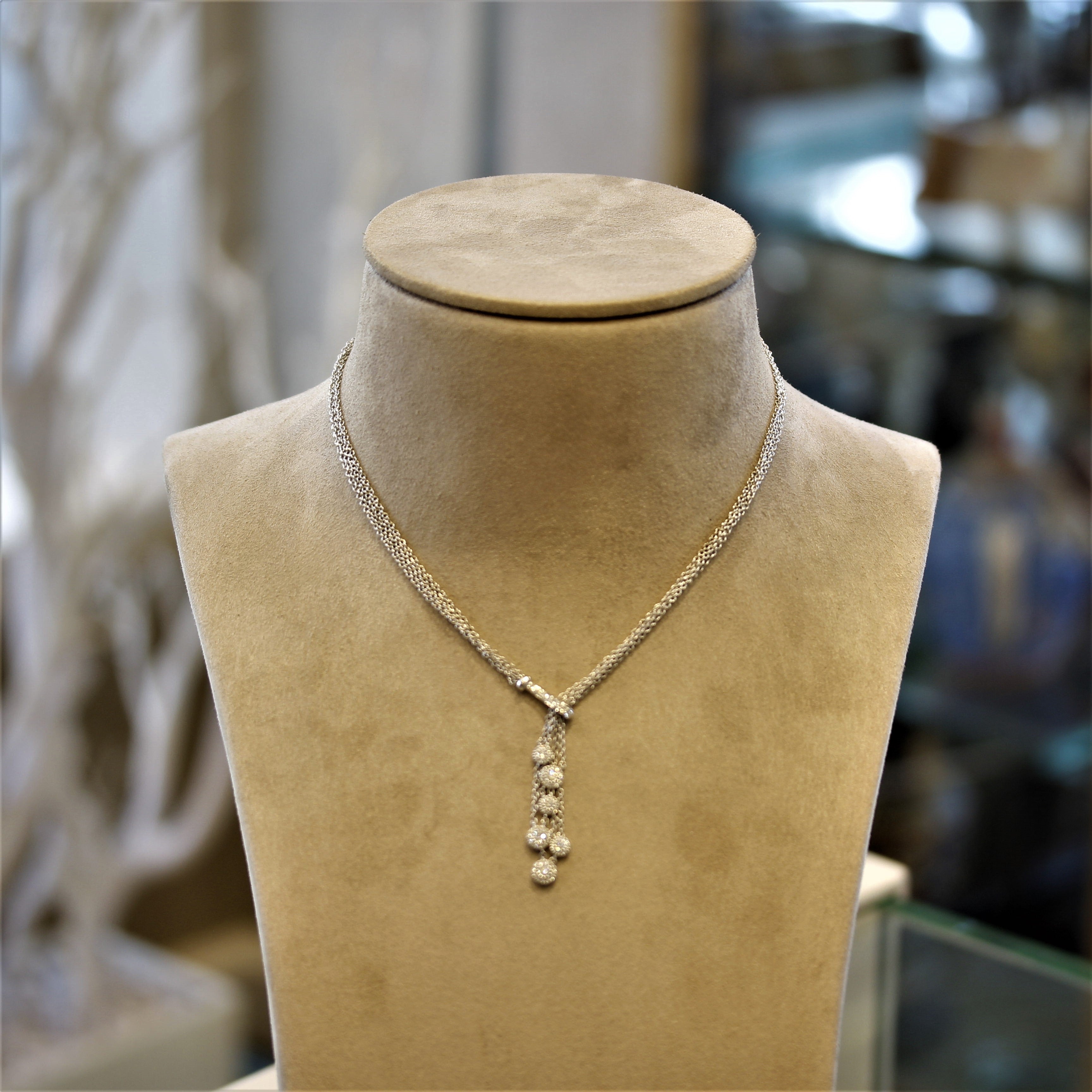 Diamond Multi-Strand Gold Drop Necklace