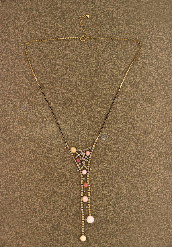 Conch Pearl Diamond Gold Necklace