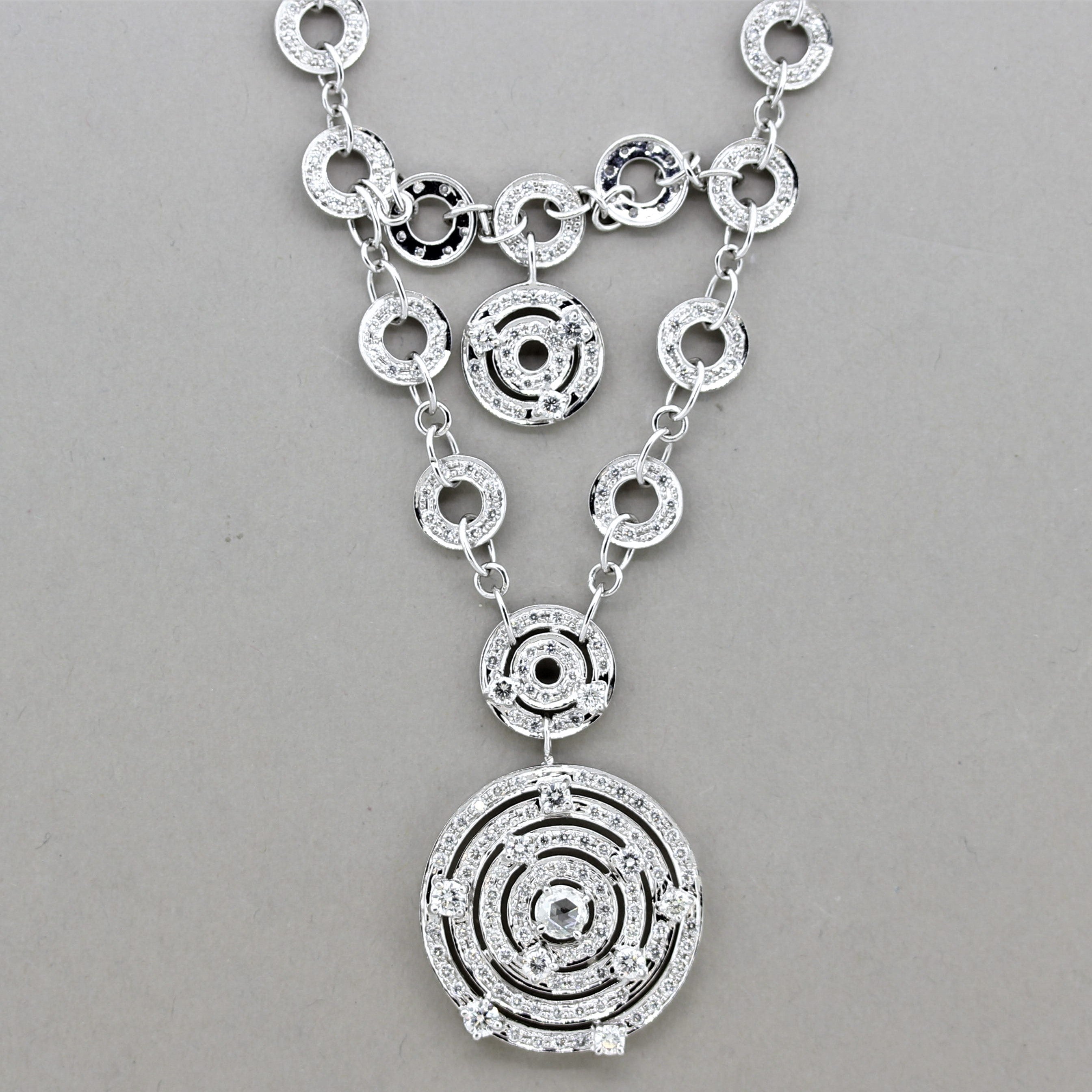 Diamond Multi-Circle Gold Drop Necklace