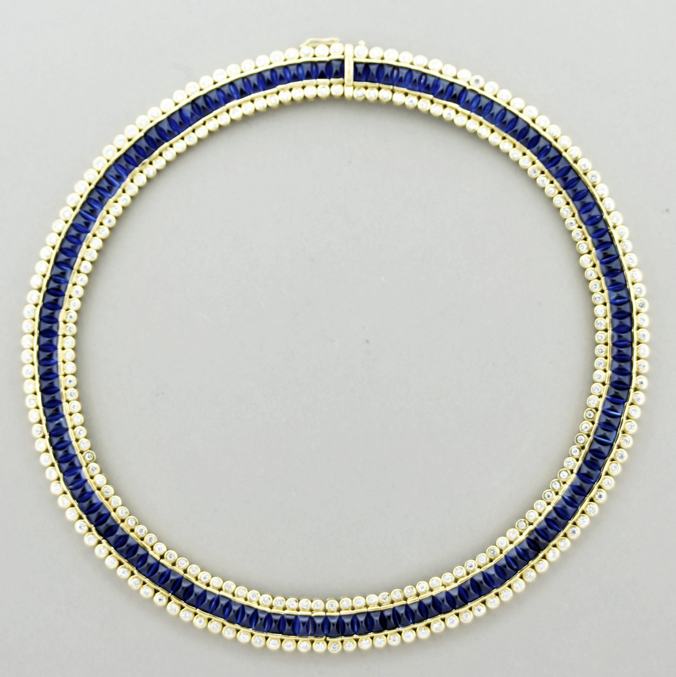 Superb Sapphire Diamond Gold Choker Necklace