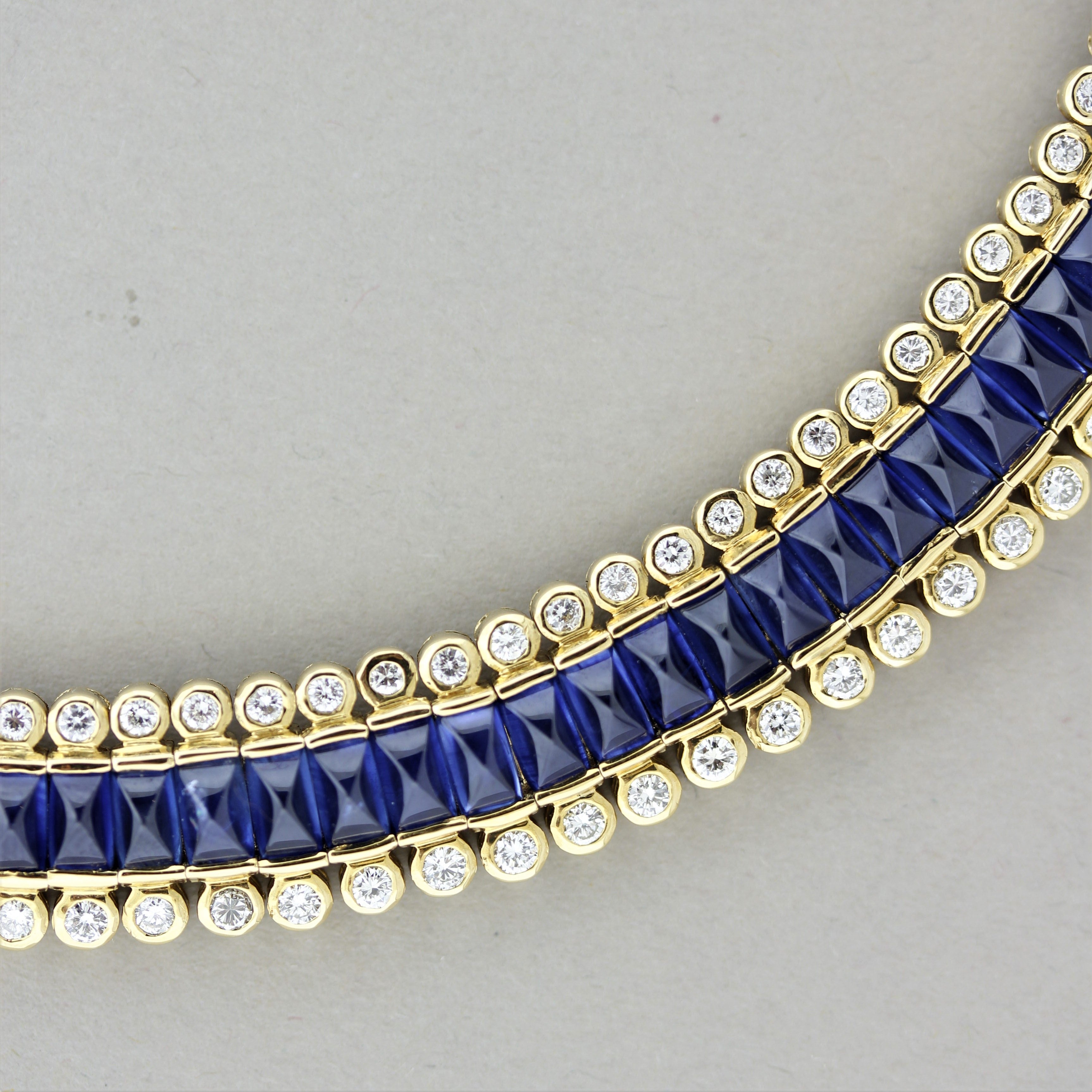 Superb Sapphire Diamond Gold Choker Necklace