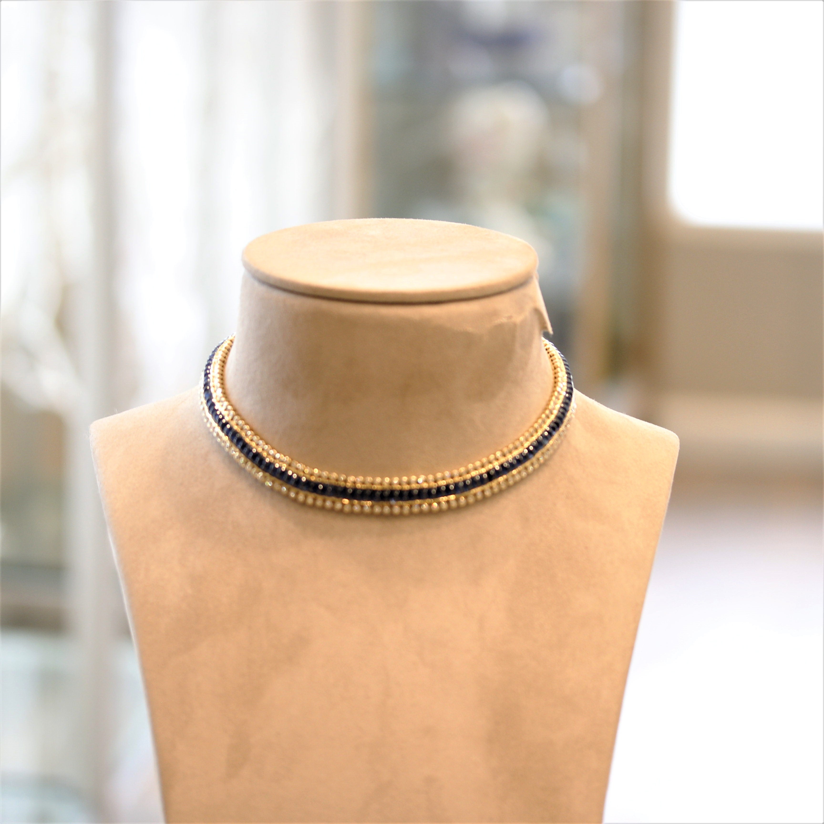 Superb Sapphire Diamond Gold Choker Necklace