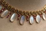 Retro Moonstone Ruby Diamond Gold Choker Necklace