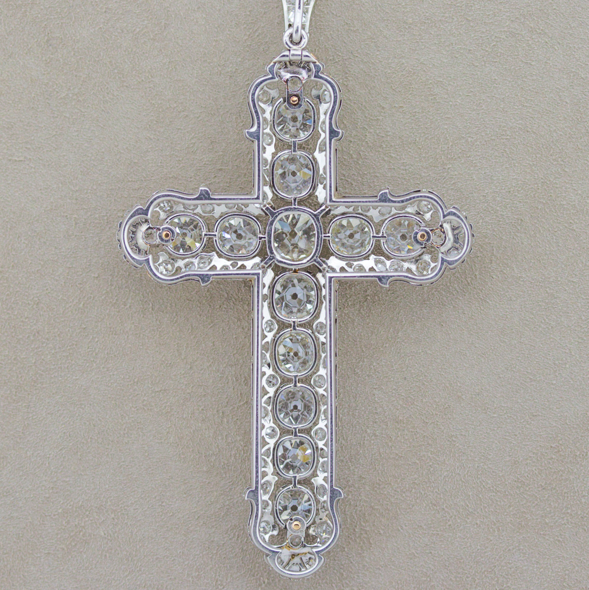 Magnificent Edwardian Diamond Platinum Cross Necklace