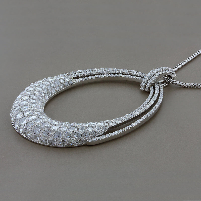 Modern Diamond Gold Pendant Necklace