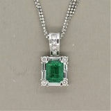 Emerald Diamond Gold Frame Pendant