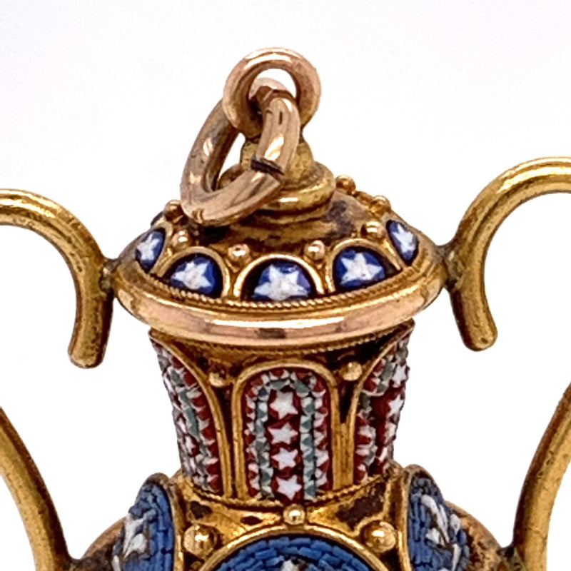 Victorian Micro Mosaic Gold Vase Pendant