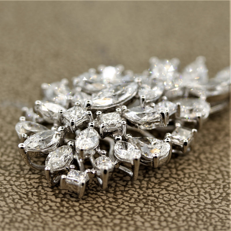 Large Diamond Cluster Gold Drop Pendant