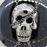 Black-Onyx Diamond Gold & Rhodium Skull Pendant