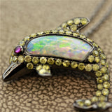 Opal Fancy Colored Diamond Ruby Gold Dolphin Pendant
