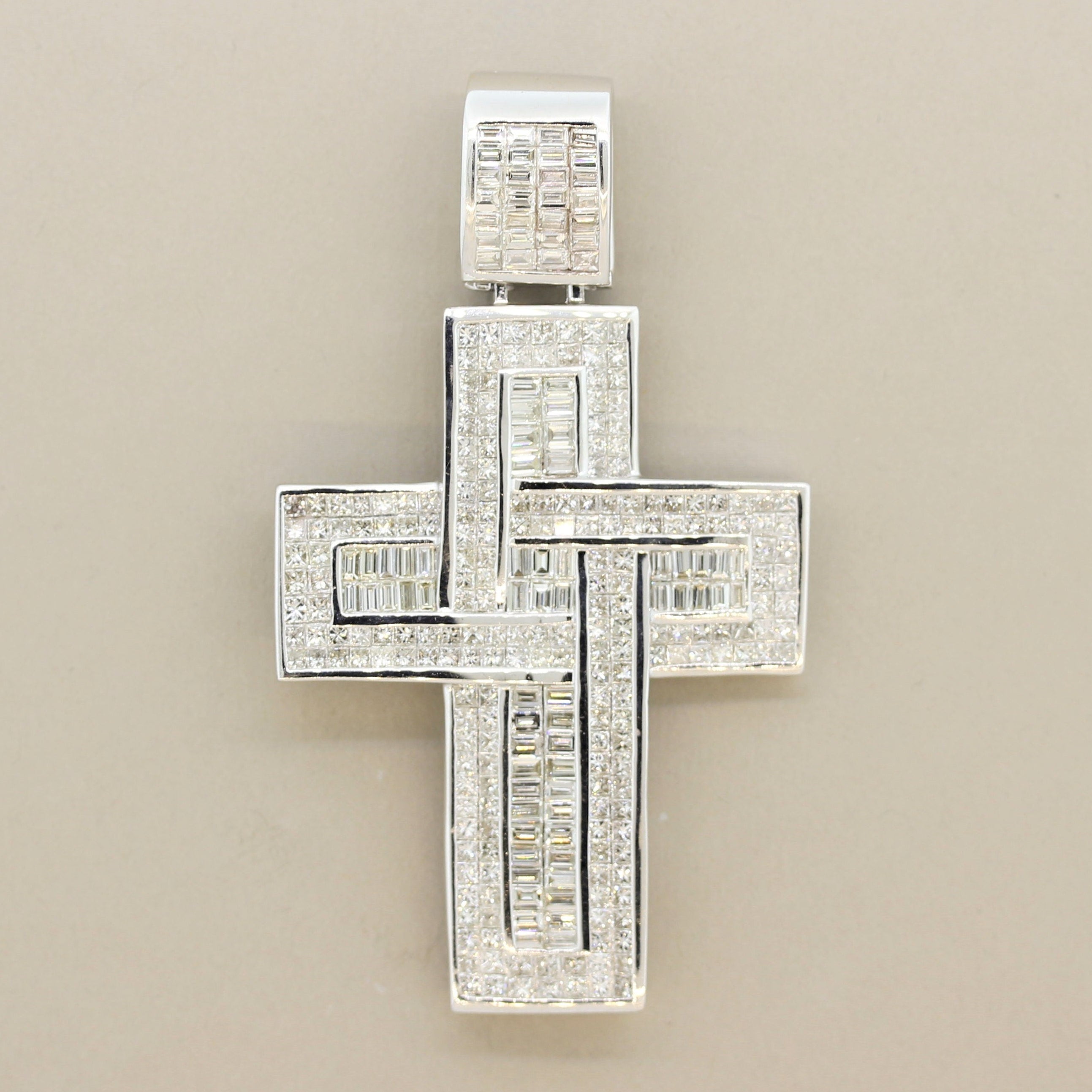 Massive Large Diamond Gold Cross Pendant