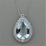 Aquamarine Diamond Platinum Pendant