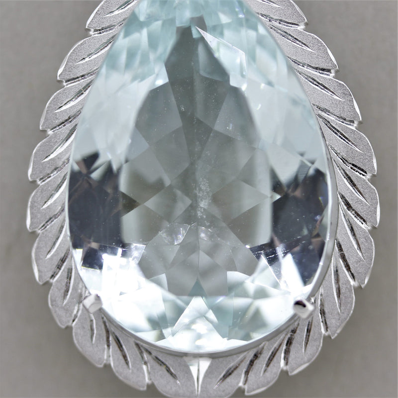 Aquamarine Diamond Platinum Pendant
