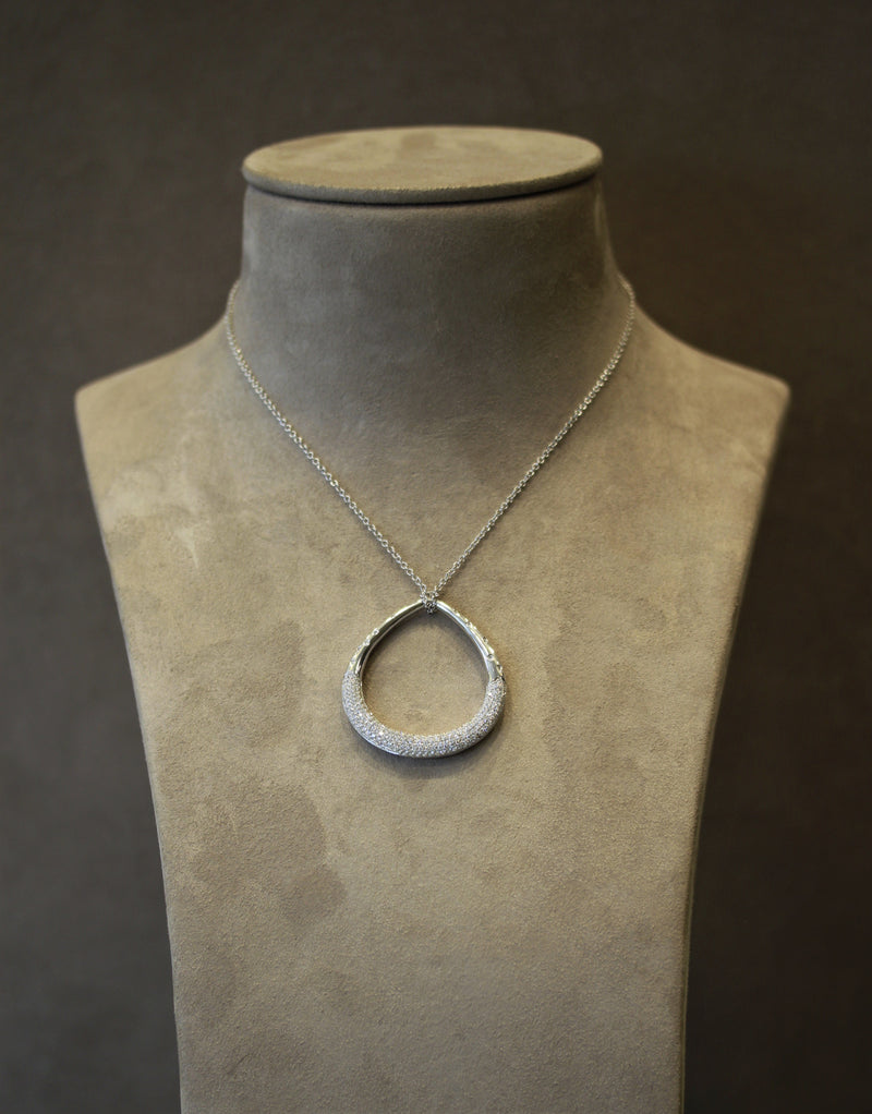 Diamond Gold Crescent Pendant Necklace