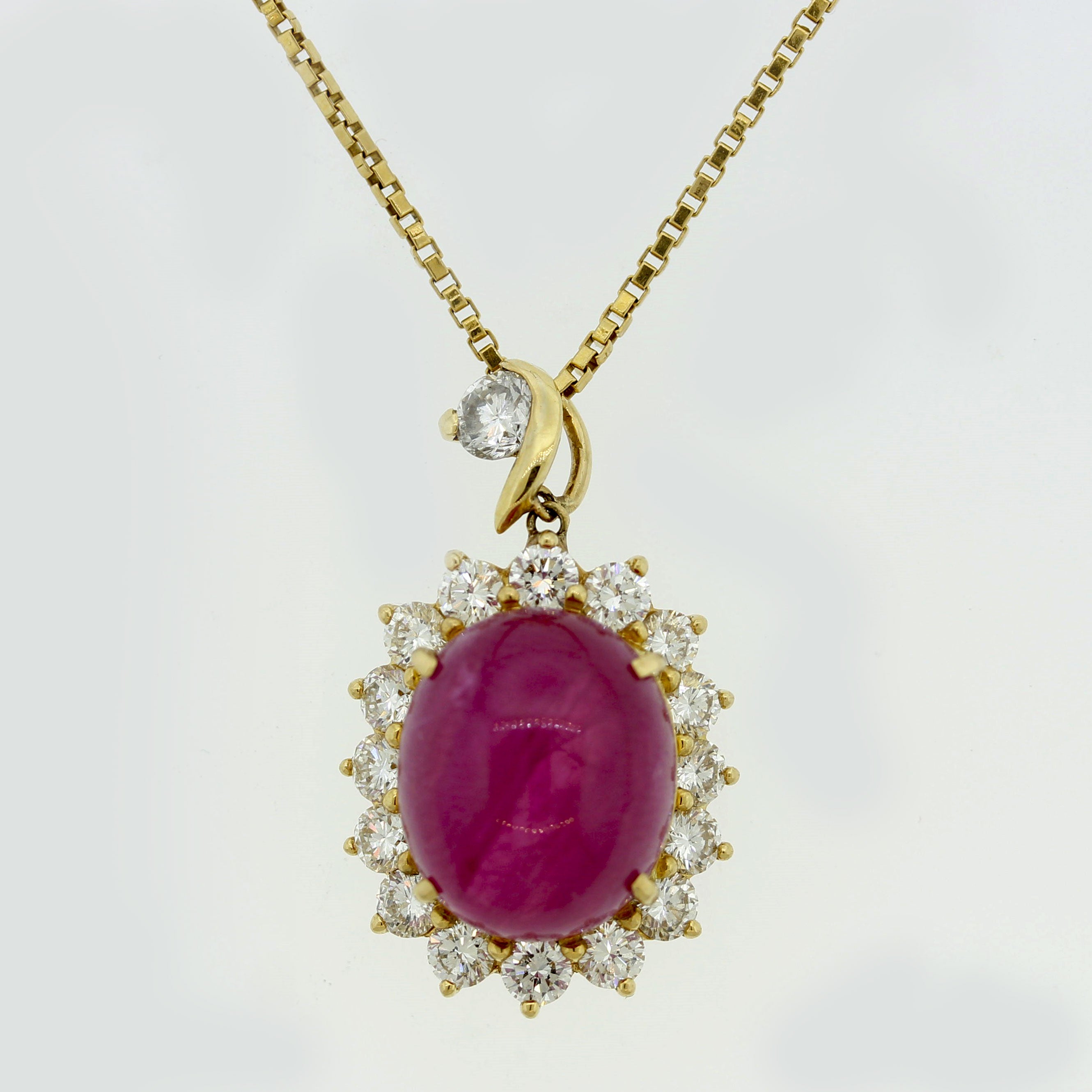 15.60ct Ruby Diamond Gold Drop Pendant, GIA Certified