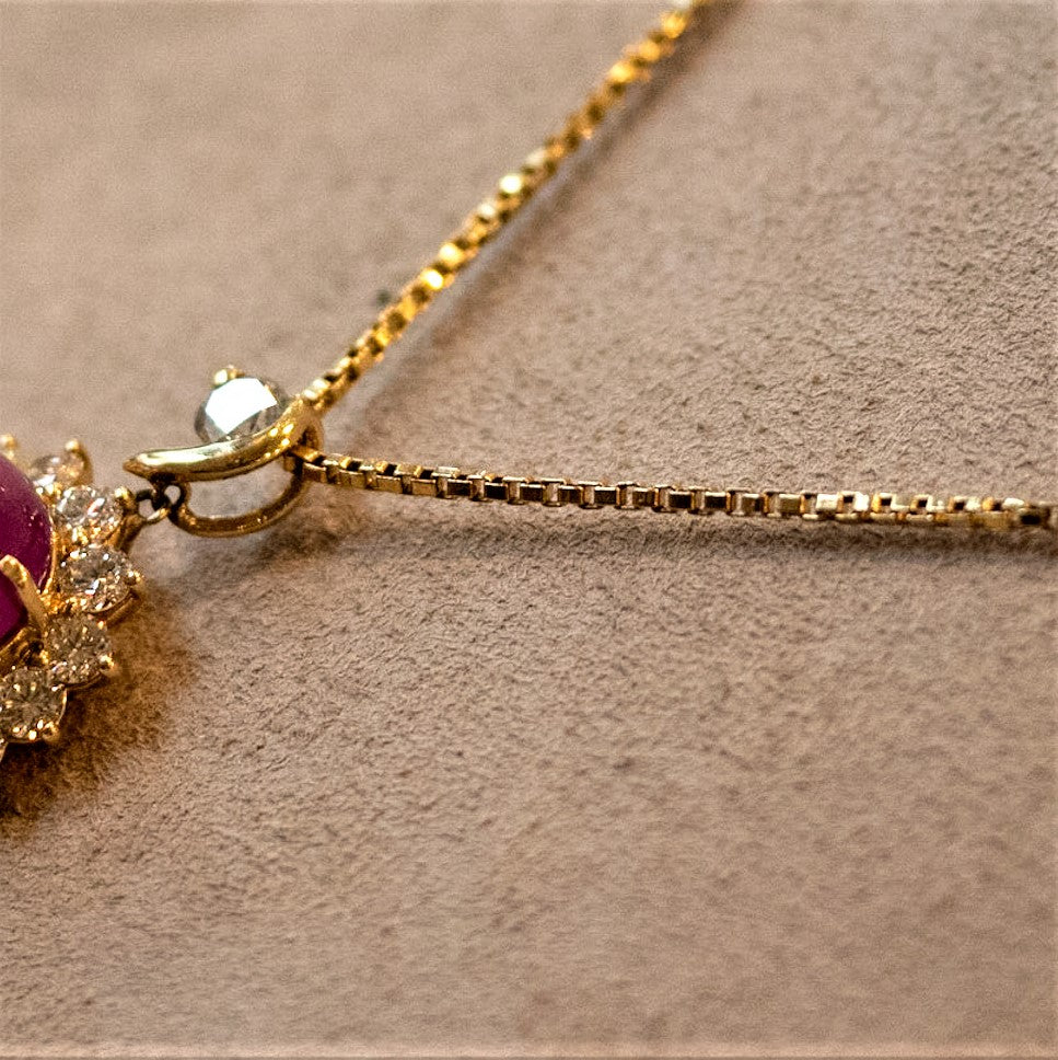 15.60ct Ruby Diamond Gold Drop Pendant, GIA Certified