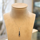 Black Onyx Briolette Diamond Gold Drop Pendant
