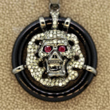 Diamond Ruby Black-Onyx Gold Skull Pendant