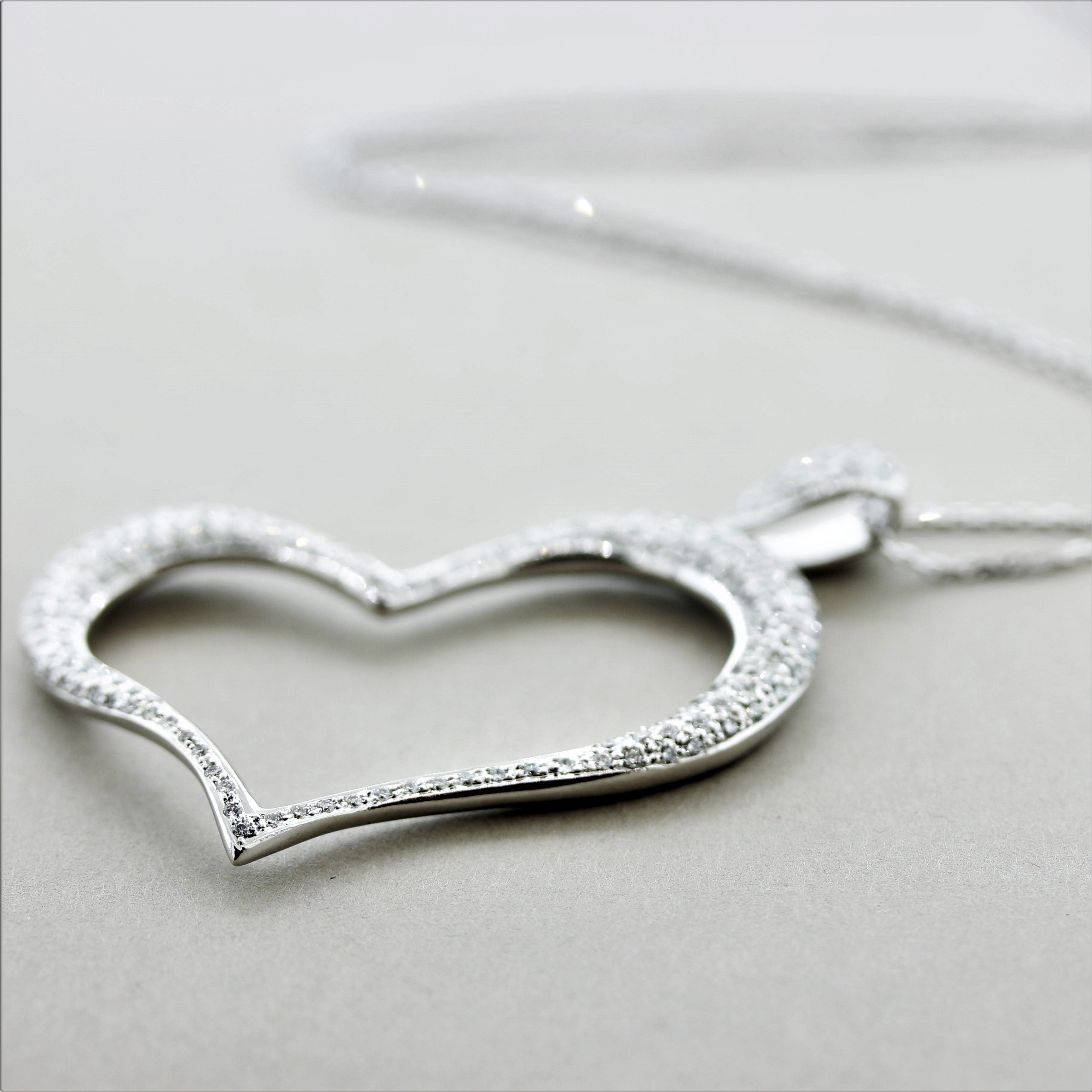 Diamond Gold Tilted Heart Drop Pendant