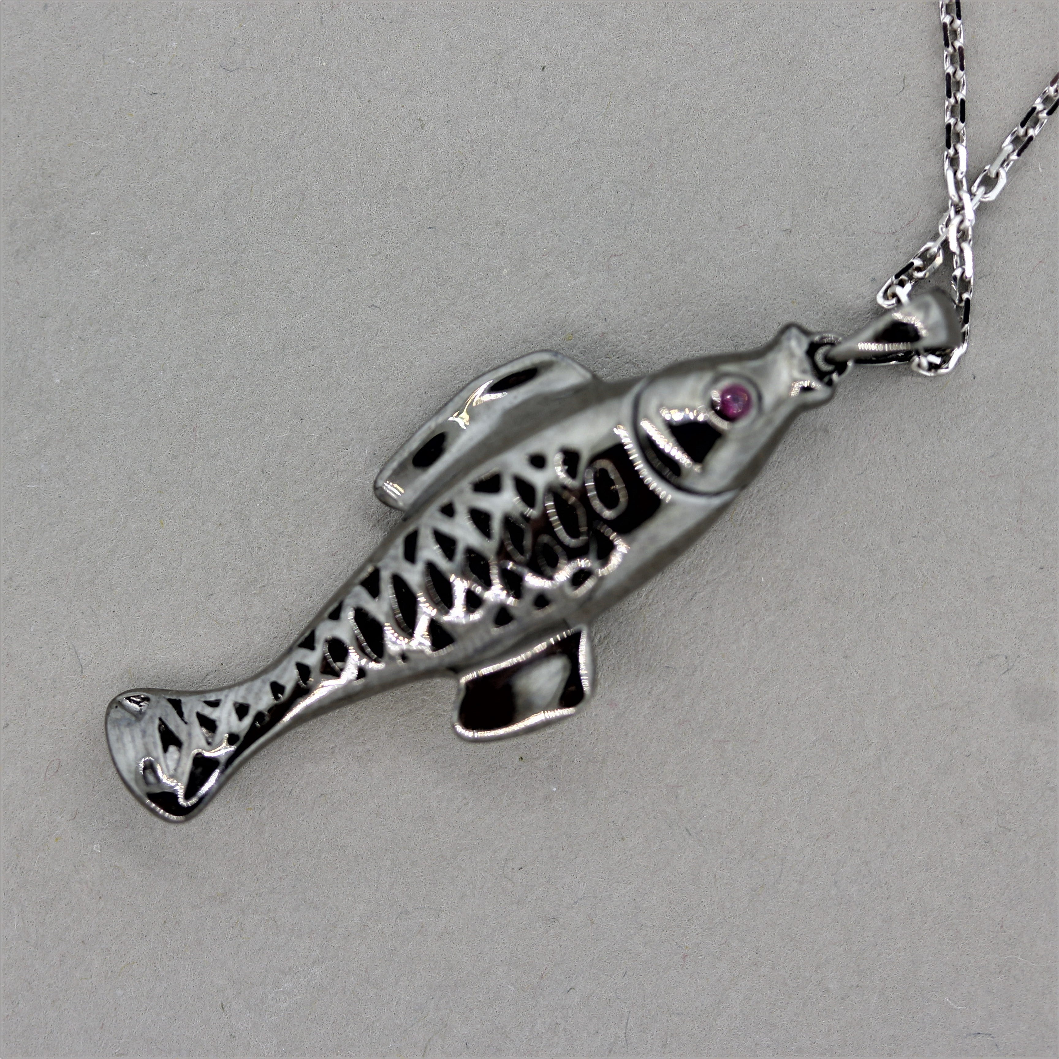 Diamond Ruby Gold Fish Pendant