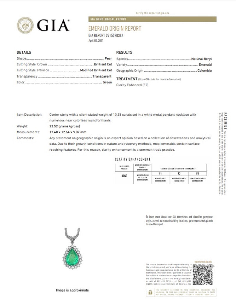 Colombian Emerald Diamond Halo Platinum Pendant, GIA Certified